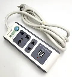 Подовжувач 2 метри на 2 універсальні розетки адаптера з вимикачем 10А 2 USB 1.5A UKC ZM-521 (2м) - мініатюра 6