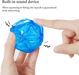 М'ячик для собак, що світиться Diamond Shape Elastic Squeaky Dog Ball з пищалкою - мініатюра 5