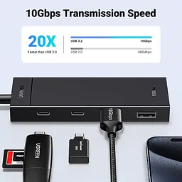 Док-станція USB3.1 Type-C --> 2xUSB + 2xUSB-C 3.2 Gen2 10Gbps 4-in-1 CM806 Ugreen - мініатюра 5