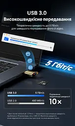 Кардридер Vention USB-C для карт microSD/TF USB 3.0 підтримка карт до 2 ТБ для смартфонів із USB-C та OTG без встановлення драйверів металевий корпус золотий (CLNJ0) - мініатюра 4