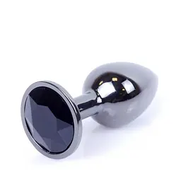 Металева анальна пробка із кристалом B-Series Jewellery Dark Silver
