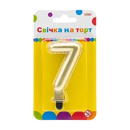 Свічка Maxi золотиста двостороння "7" у вигляді надувної кульки висотою 7,62 см (MX622095G-7)