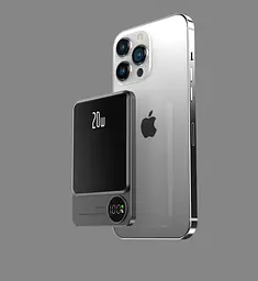 УМБ магнітна Mag Save з бездротовою зарядкою 10000 mAh 20 Вт для iPhone Сірий (Q920WPlus) Power - мініатюра 3