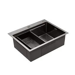 Кухонна мийка Kroner KRP Schwarze - 6350HM PVD (3.0/1.0 мм) CV031453, Чорний - мініатюра 4