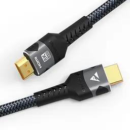 Кабель 8K HDMI 2.1, 2 метра, Ultra High Speed 8K (48 Гбіт/с), в нейлоновому обплетенні, сірий - мініатюра 2