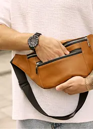 Велика чоловіча шкіряна сумка на пояс бананка Sambag Tirso Max руда 38 × 17 × 6 см (81341121m) - мініатюра 3