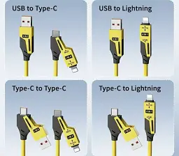 Універсальний кабель 65W + PD TYPE-C Lighting, USB 4-in-1 Black  - мініатюра 2