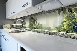 Кухонний фартух Листя вінілова наклейка ПВХ гілки дерева природа Зелений 65х250 см Happy Pocket Z180763 - мініатюра 6