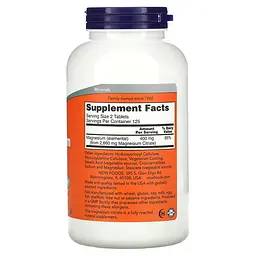 Вітаміни та мінерали NOW Magnesium Citrate 200 mg, 250 таблеток - мініатюра 2