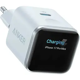 Мережевий зарядний пристрій Anker Nano Charger - 45W USB-C Smart Display Blue (7292817)