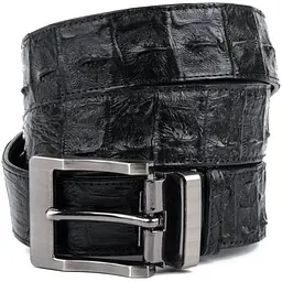 Ремінь класика з натуральної шкіри крокодила чорний CROCODILE LEATHER 18018 117 см