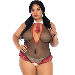 Костюм школярки Leg Avenue Schoolgirl XL/XXL, боді з краваткою
