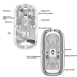 Бездротова мишка прозора комп'ютерна блютуз миша Wireless Mouse M133 - мініатюра 9