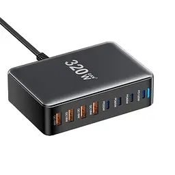 Мережевий зарядний пристрій Essager Engine 320W 4xUSB-C+4xUSB-A Чорний (EZC320W-QJB0G-Z) - мініатюра 4