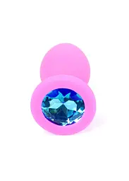 Силіконова анальна пробка з кристалом Boss Plug Jewellery 7 см (блакитний) - мініатюра 3