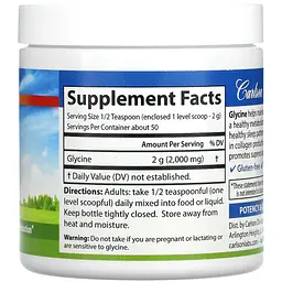 Гліцин у порошку Carlson Glycine Powder Free Form Amino Acid вільна форма амінокислоти 100 г - мініатюра 2