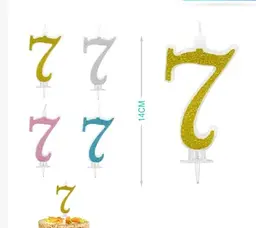 Свічка золотиста 14 см цифра 7