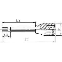 Головка торцева Wurth 1/2" з бітою XZN M10х100 подовжена Zebra (0715138101) - мініатюра 2