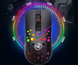 Миша бездротова ігрова з акумулятором та підсвічуванням 2.4 gHz HYSJ Т100 E-Sports Black - мініатюра 9