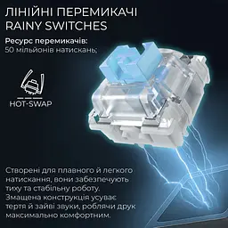 Клавіатура ігрова механічна GamePro MK-160-W-D Pro Wireless Hot-Swap Rainy Switch Black-White - мініатюра 7