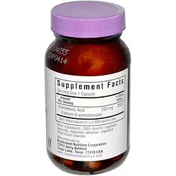 Вітамін B5 пантотенова кислота Bluebonnet Nutrition 250 мг 60 вегетаріанських капсул - мініатюра 2