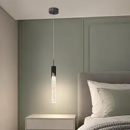 Чорний приліжковий LED світильник-підвіс Artlight 2353/1BK з прозорим бульбашковим склом 3,5W - мініатюра 2
