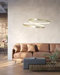 Люстра підвісна світлодіодна кругла Goldlux 328052 Zefira 50 Led 1x40W 4000K 3700Lm IP20 Золотий - мініатюра 2