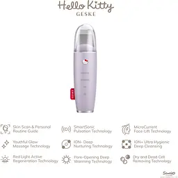Мікрострумовий скрабер для шкіри та усунення чорних точок GESKE MicroCurrent Skin Scrubber & Blackhead Remover 9 в 1 by Hello Kitty фіолетовий - мініатюра 3