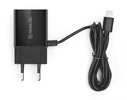 Зарядний пристрій Real-el CH-217 2USB 2.1A Black та кабель Lightning - мініатюра 7
