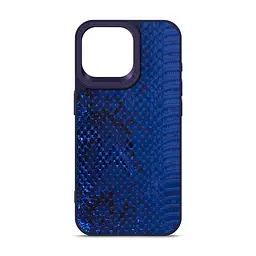 Кожаный чехол для Apple iPhone 15 Pro Max, Harder Snake Pattern, синий, термополиуретан ТПУ + экокожа с текстурой змеиной кожи, панель, защита корпуса, противоударный, микрофибра, рамка вокруг камеры, защита всего корпуса, (ARM76802)