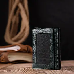 Візитниця з натуральної зернистої шкіри KARYA 20976 зелена - мініатюра 10