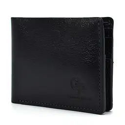 Чоловіче шкіряне портмоне чорне глянсове GRANDE PELLE 10х10х2 см acs0032089 - мініатюра 3
