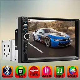 Автомагнітола 1DIN 7018В коротка база  з сенсорним екраном Bluetooth USB SD з підтримкою камери заднього виду Чорний - мініатюра 3