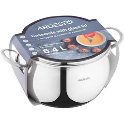 Каструля Ardesto Gemini Liguria зі скляною кришкою 6.4 л (AR4364GB) - мініатюра 4