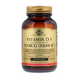 Вітамін Solgar Вітамін D3, Vitamin D3 (Cholecalciferol), 250 мкг, 10,000 МE (SOL-35872)