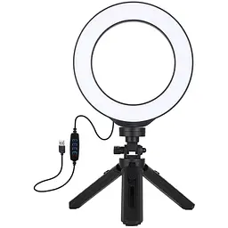 Кільцева USB LED лампа Puluz PKT3059B 6.2"+ настільний штатив