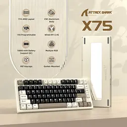 Клавіатура Attack Shark X75 RGB перемикачі Kailh MX кремово-біла (AS-6972792471457-CW-UA) [166744] - мініатюра 3
