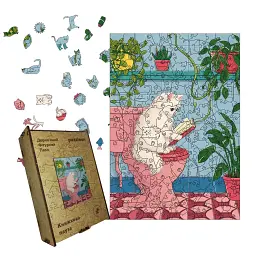 Дерев'яний фігурний пазл puzzlean Книжкова пауза, А3, Картонна коробка 200 елементів