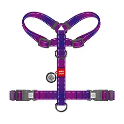 Шлея для собак WAUDOG Nylon Mono H-подібна з QR паспортом, світловідбивна, S фіолетова (54569) - мініатюра 2