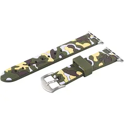 Ремінець Creasted для годинника Apple Watch 42 мм 44 мм силіконовий з пряжкою, Camouflage with yellow