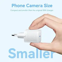 Зарядний пристрій 1xUSB-C 20W GaN + USB-C cable М-М White Vention (TZ-FEPW0-EU-01) - мініатюра 4