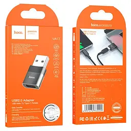 Перехідник для заряджання Type-C to USB чорний Hoco UA17