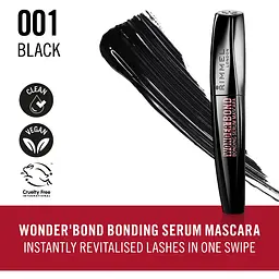 Туш для вій Rimmel Wonder'Bond Bonding Serum Mascara №001 з сироваткою та ефектом догляду Black - мініатюра 4