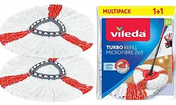 Змінна насадка для швабри Vileda Turbo Microfibre 2in1 – 2 шт. у комплекті, мікрофібра, машинне прання - мініатюра 2