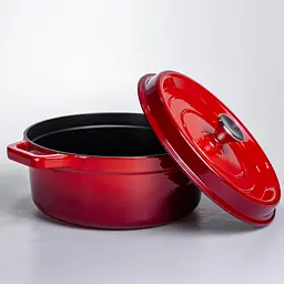 Кокотниця чавунна емальована 5,5 л, червоний Yongkang HP-FLG-5 RED - мініатюра 3