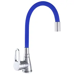 Змішувач для кухні Wezer SOP4-R045-BLUE з гнучким виливом, синій, Синий