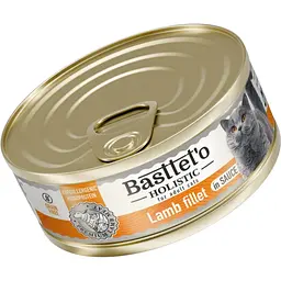 Вологий корм для котів Basttet`o Holistic шматочки філе ягня в соусі 85 г ж/б