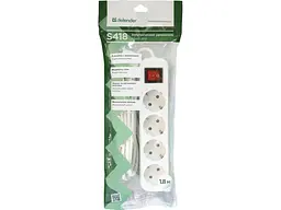 Удлинитель Defender S418 1.8 m 4 розеток switch white (99237) - миниатюра 4