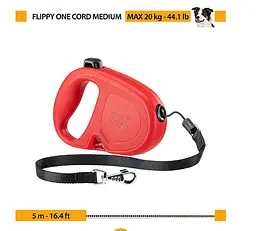 Повідець-рулетка для собак Ferplast Flippy One Cord до 20 кг червоний шнур 5 метрів 75093022 - мініатюра 2