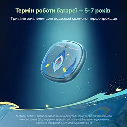 Bluetooth-трекер для пошуку речей UGREEN FineTrack Mini2 FT205 AirTag пошукова мітка для Apple Find My без підтримки Android зі звуковим пошуком зі сповіщенням про залишену річ з режимом втрати із захистом від води та пилу IP68 зі світінням у темряві із заявленим строком роботи батареї 5–7 років з незмінною батареєю без перезаряджання бірюзово-синій з різнокольоровим малюнком (95900SR) - мініатюра 7